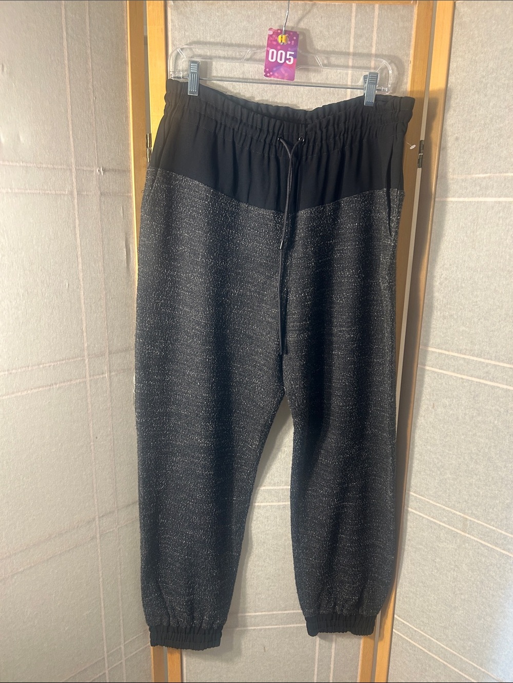 rag & bone Black Metallic Knit Jogger Pants